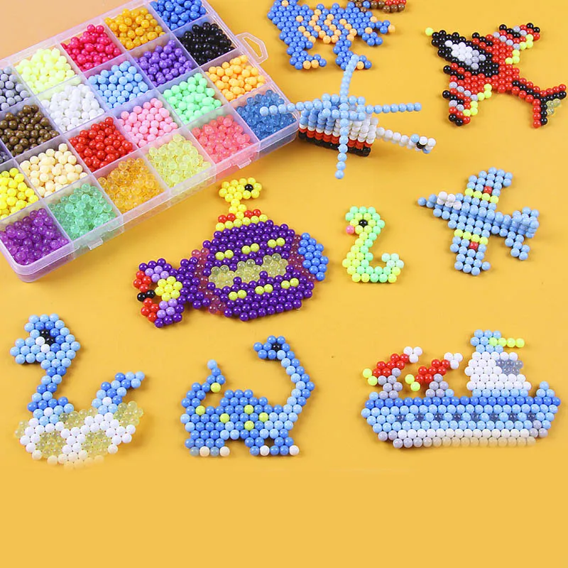 6000pcs 24colors Beads Puzzle Crystal Color DIY Water Spray Beads Set Ball Games 3D Handmade Kids Magic Toys for Children