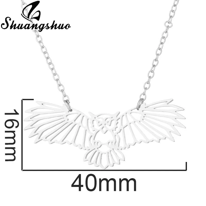 Shuangshuo Animal Owl Origami Necklace For Women Chokers Necklaces Stainless Steel Bird Pendant Chain Collier Femme