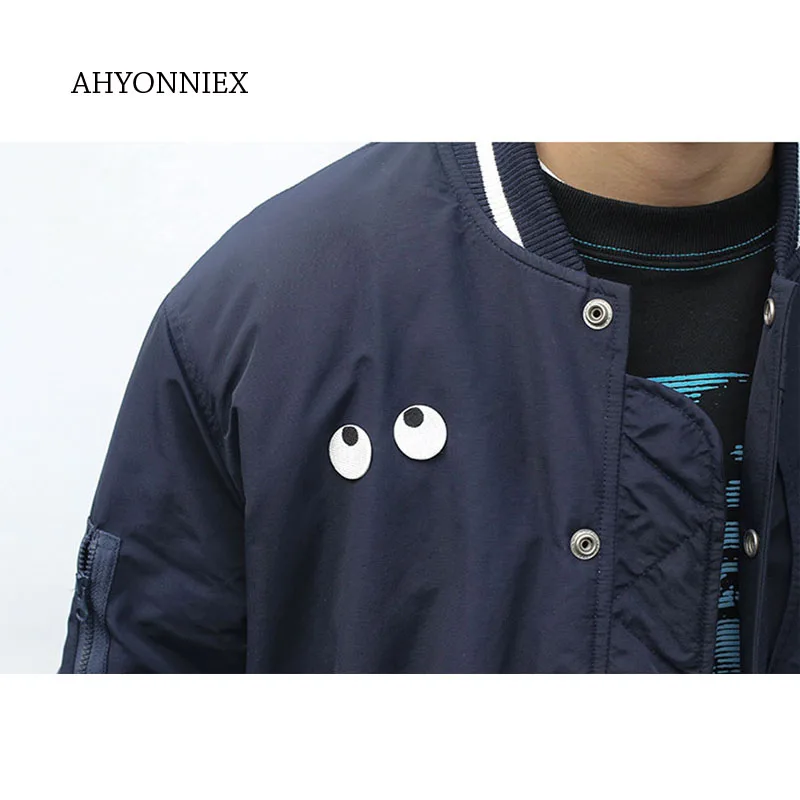 AHYONNIEX 1 Pair Eyes Embroidery Repair Patches Bag Jacket Jeans Cartoon Iron On Patches for Clothes Small Glue Sticker