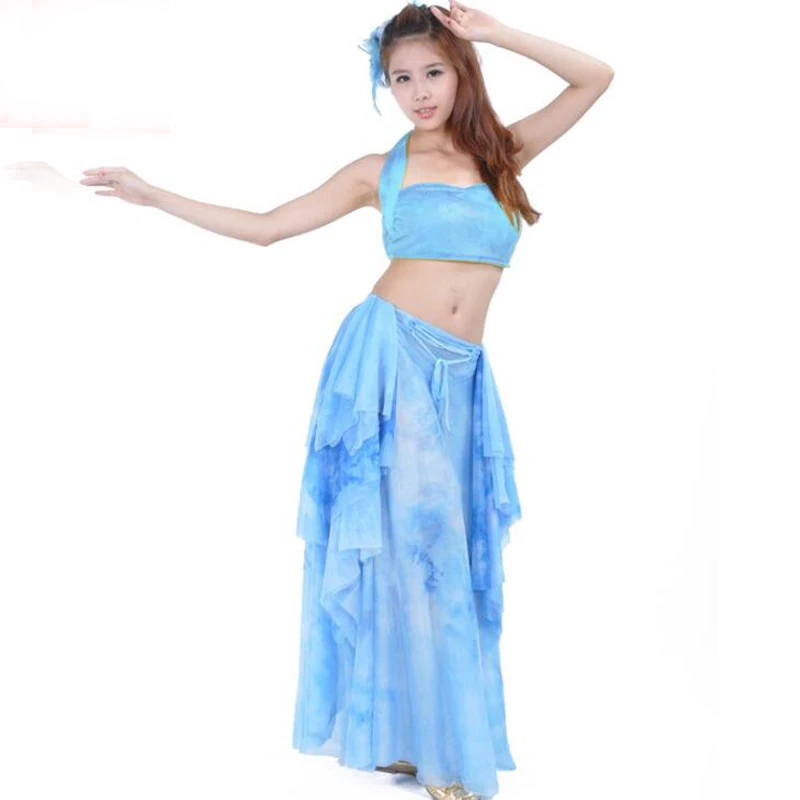 high quality Tops/Skirt/Tops+Skirt Gypsy Belly Dancing Practice Suits Sexy  tie-dyed design Oriental Dance Costumes 2 colors