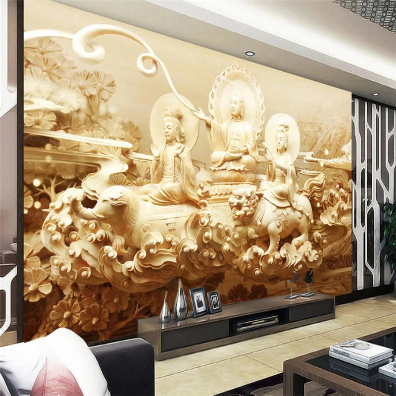 

beibehang Buddha statue custom papel de parede 3D mural painting mural wallpaper for living room TV backdrop photo wall paper