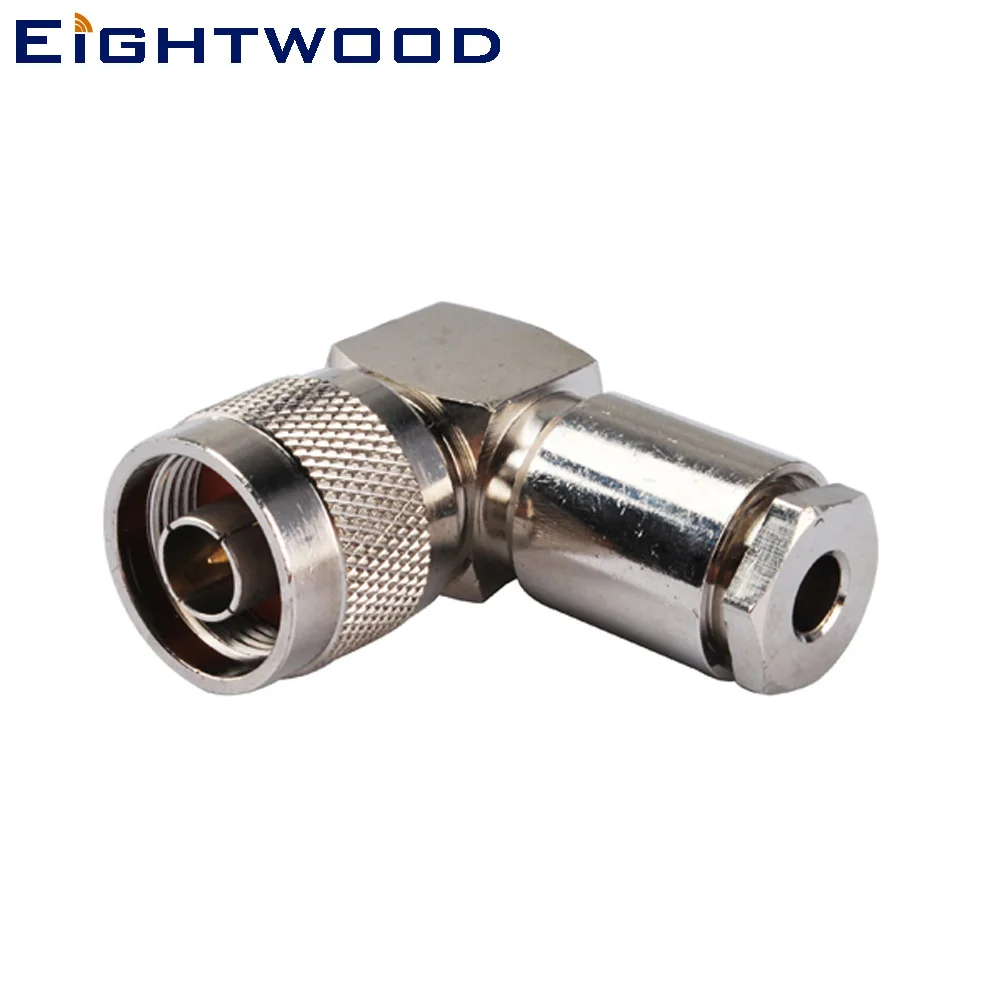 

Eightwood N Plug Male Crimp Right Angle RF Coaxial Connector for RG58 LMR195 RG400 Coaxial Cable Adapter