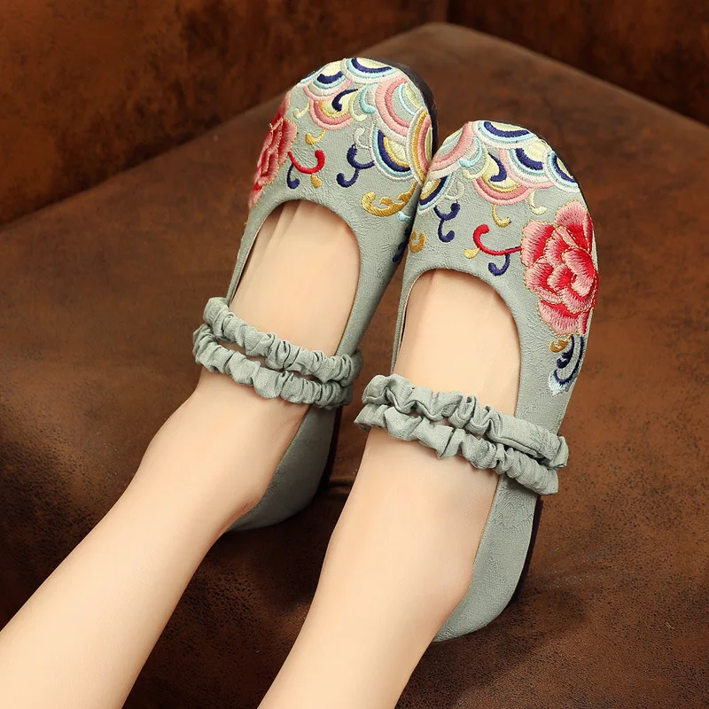 Cotton Hemp Dress Shoes Womens spring summer idyllic wind shallow fisherman shoes female autumn shredded flower craft shoes