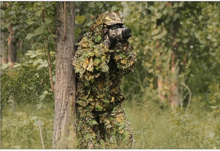 Outdoor Ghillie Suit Clothes Jungle Suit  Wild Leafy Design Clothing Suit Pants Hooded Jacket Men Women Kids