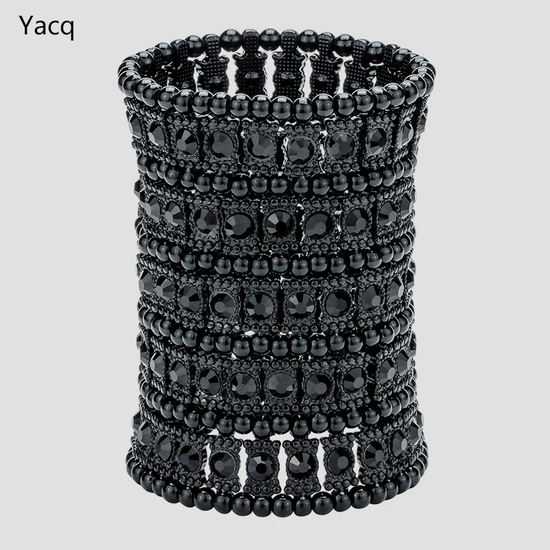 YACQ Multilayer Stretch Cuff Bracelet Women Crystal Wedding Bridal Fashion Jewelry Gifts for Her Wife B13 Wholesale Dropshipping