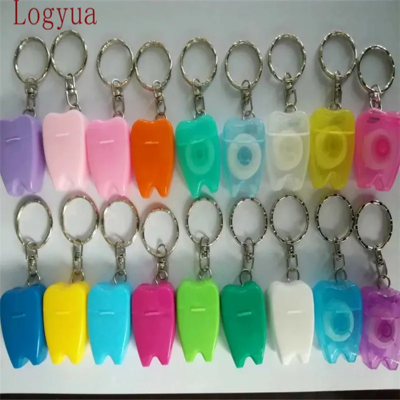 

500 X Mix Color Car Dental Lab Molar With 15 meter line Tool Keychain Dentist Key Rings Auto Keychains