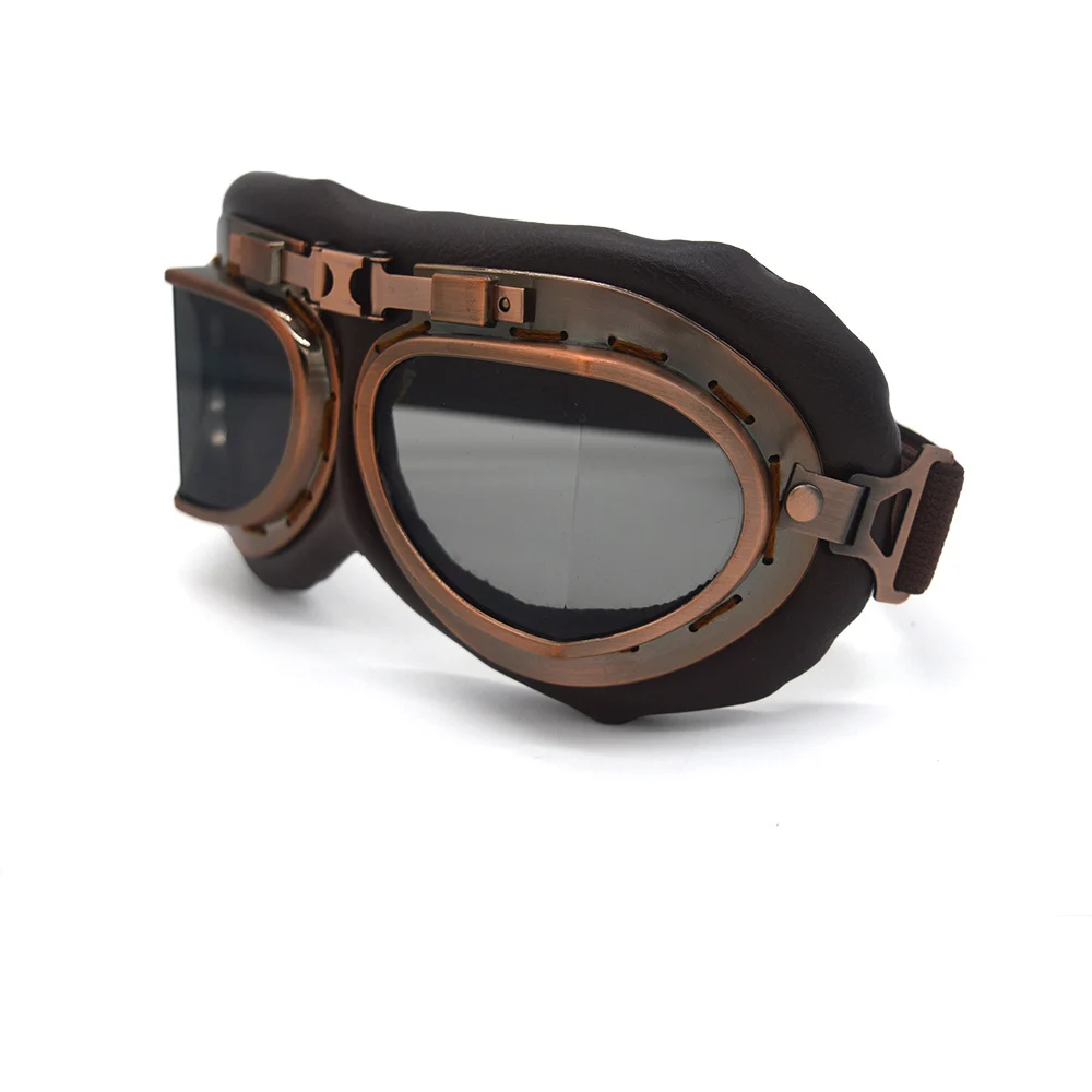 evomosa Vintage Motorcycle Goggles Pilot WWII Helmet Goggles Cruiser Scooter Glasses Motorbike Off Rod MX Copper Goggles