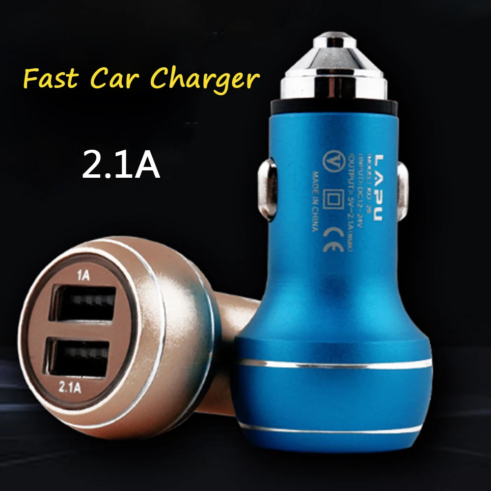 

100pcs Car USB Charger Quick Charge Mobile Phone Charger 2 Port USB Fast Car Charging Phone Charger for Xiaomi for iPh