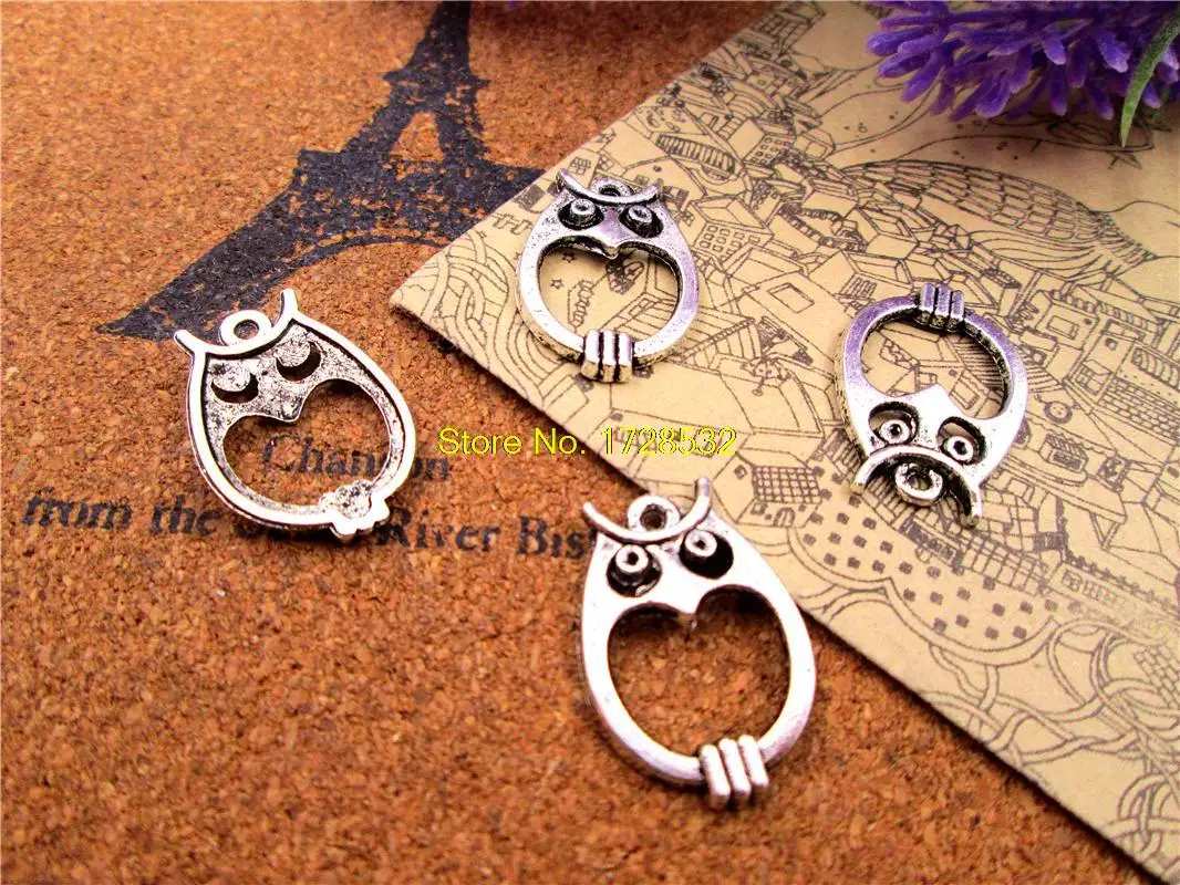 20pcs--16*23mm Antique silver cute hollow owl Charms DIY Charms Pendants