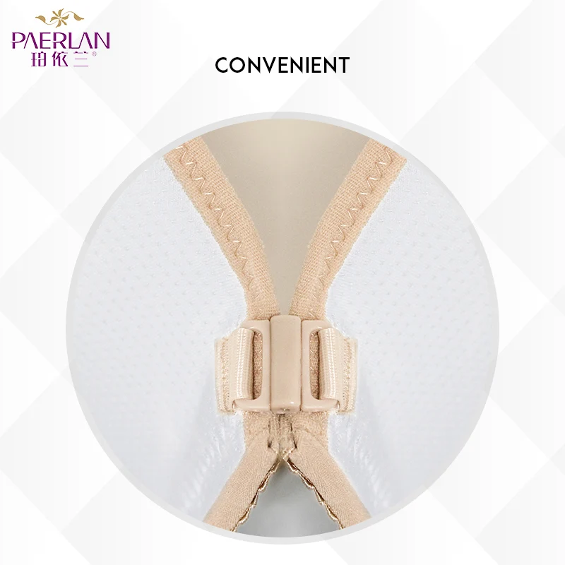 PAERLAN Front Closure Wire Free Standing Cotton Push Up Bra Spring Seamless Small Breasts Together Adjusted - White Bra Straps