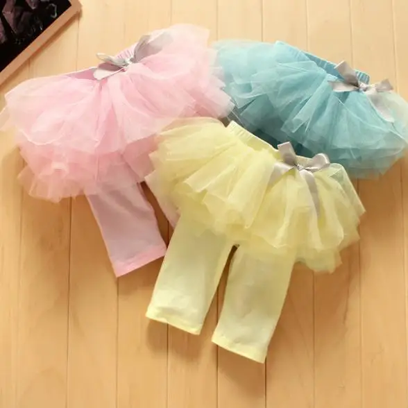 Children Girl Tutu Skirt Culottes Leggings Girl Gauze Pants Party Skirts With Bow Dance Clothing Children Skirt Pant For Girls