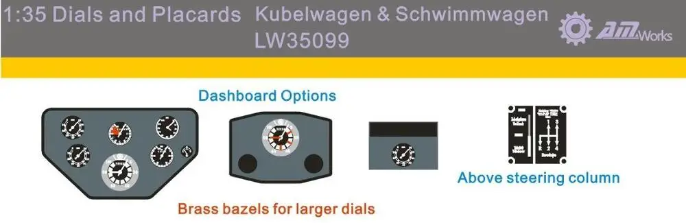 1:35 Scale Vehicle Dials & Placards for Kubelwagen & Schwimmwagen Military Model Accessory