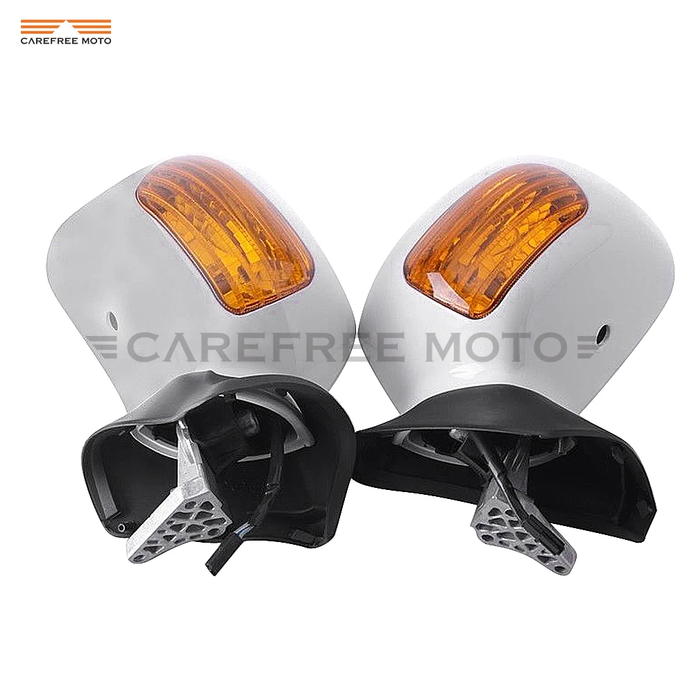 Pearl White Motorcycle Rear View Mirrors Turn Signal Light Case for Honda Goldwing GL1800 2001-2011