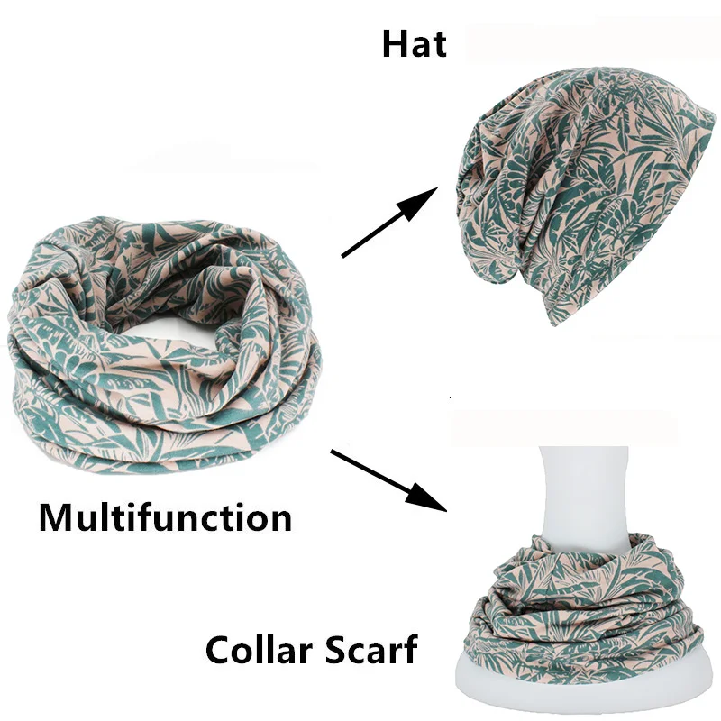 LOVINGSHA Autumn Winter Men Thin Skullies Beanies Print Design Hats For Women Lady Hot Feminino Multifunction Warm Scarf HT100