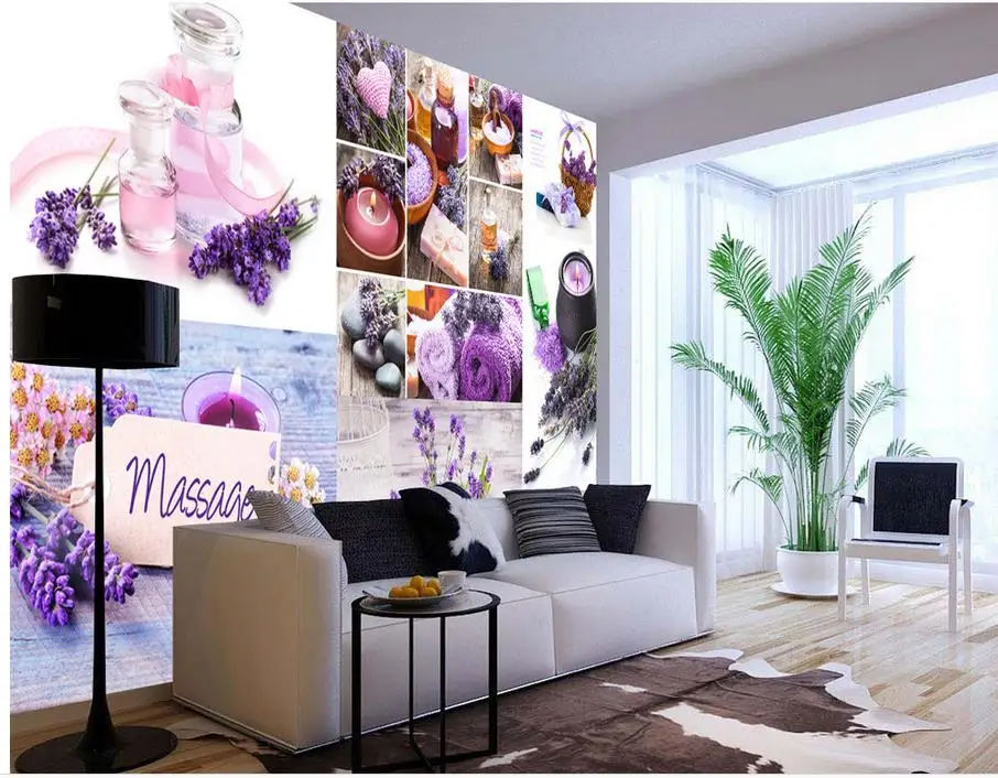 

Home Decoration SPA lavender theme 3d murals wallpaper for living room window mural wallpaper painting wallpaper