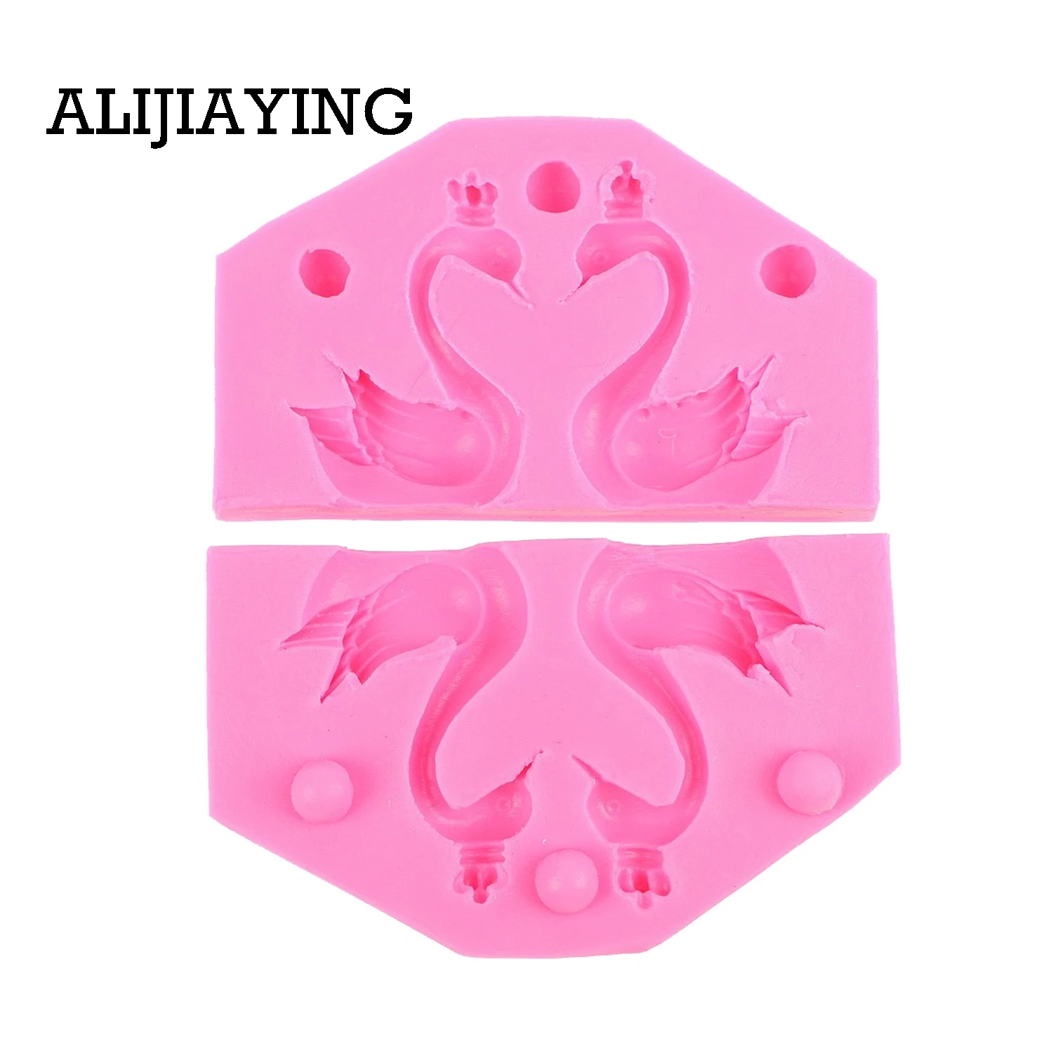 M0441 2Pcs/set 3D Beautiful Swan Shape Fondant Silicone Mold, Candle Moulds, Sugar Craft Tools, Chocolate Moulds, Bake Ware