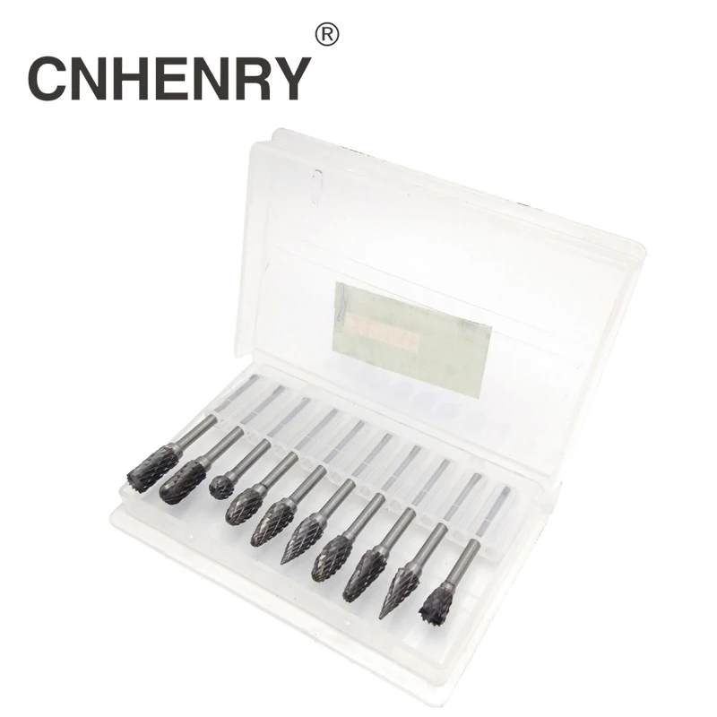 Juego de rebabas rotativas de carburo de tungsteno, accesorios Dremel para herramientas rotativas, brocas de grabado, vástago de 3mm, 10 Uds.