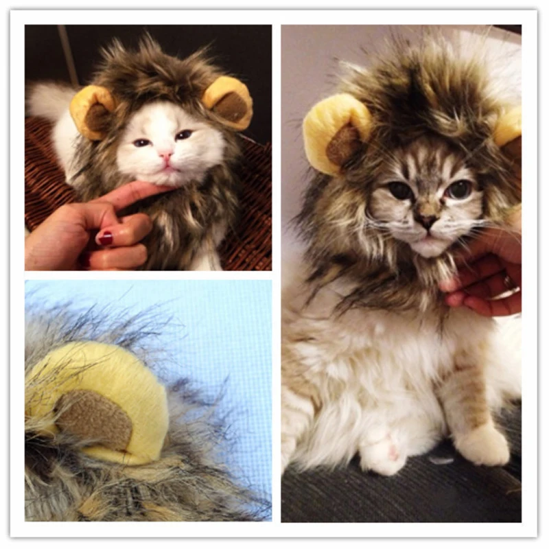 Funny Clothes For Cats Lion Mane Cat Costume Lion Hair Wig Cap Costumes for Small Dogs Christmas Pet Party Costumes Decoration