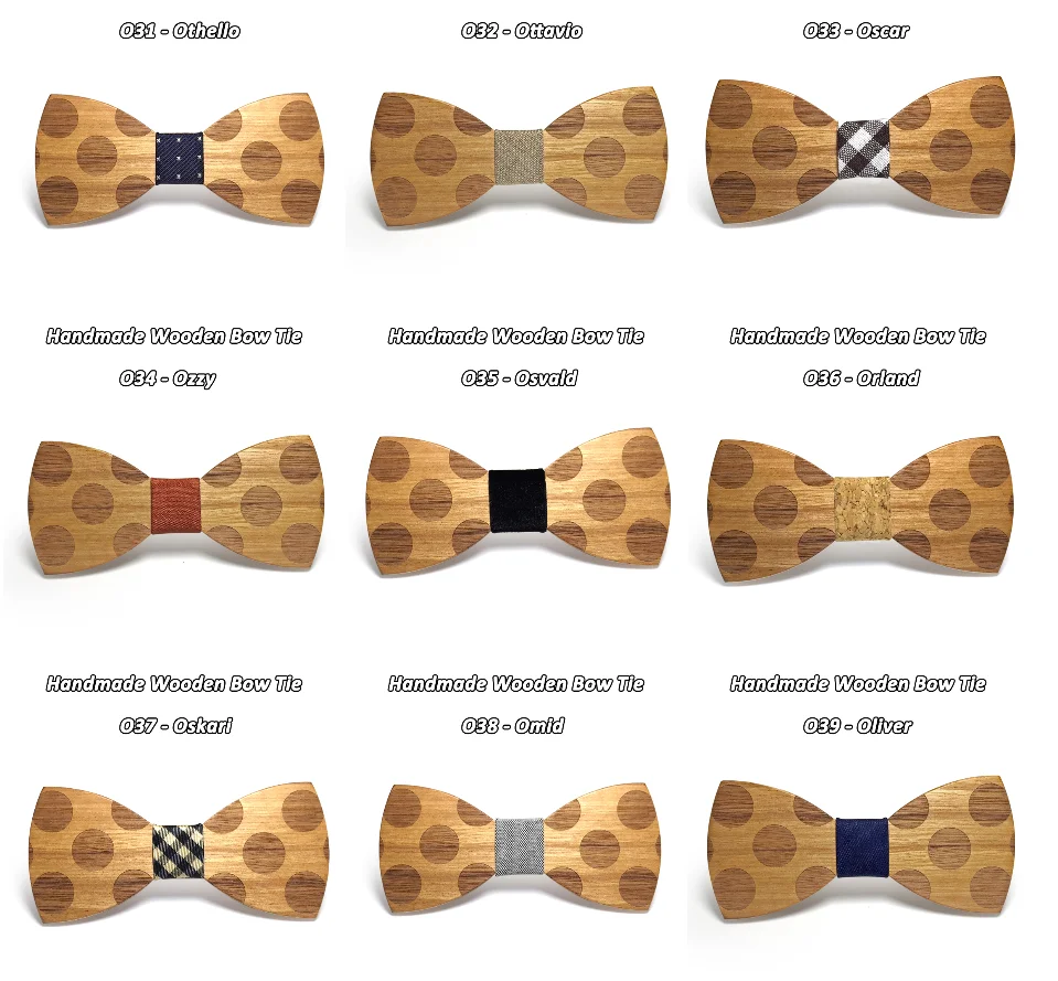 Mahoosive Novelty Solid Dot Wood Bow Tie For Men Classic Wooden Bowties Neckwear Creative Handmade Butterfly Wood Tie Gravata