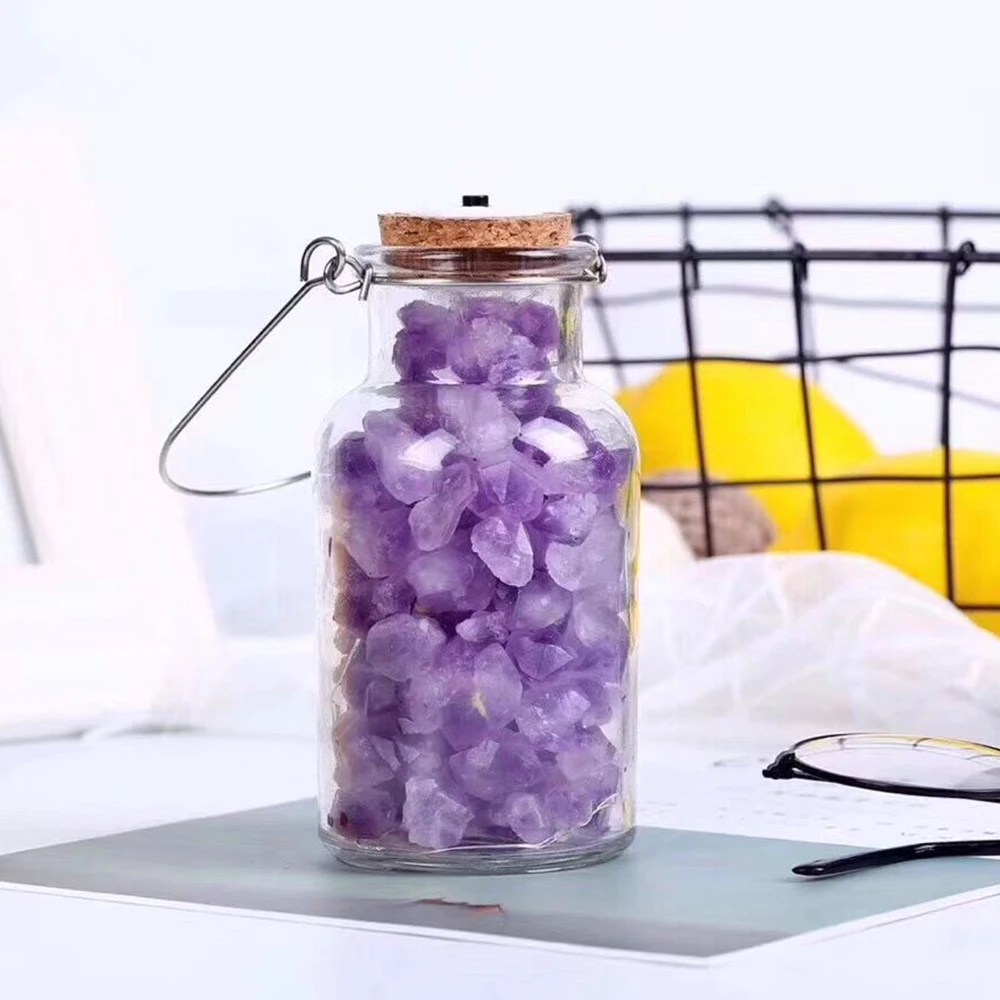 Natural Tibet Himalayan High Altitud Amethyst Quartz Crystal Cluster Wishing Bottle Lamp Spiritual Reiki Healing Home Decoration