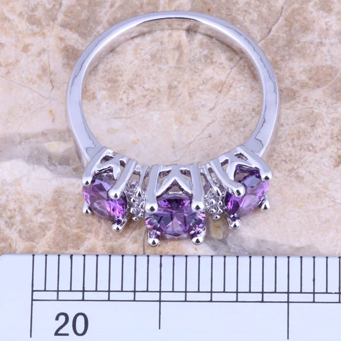 Incredible Purple Cubic Zirconia White CZ Silver Plated  Women\'s Jewelry Ring Size 6 / 7 / 8 / 9 R1485