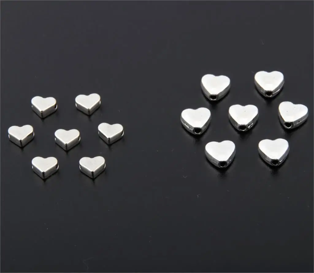 100PCS Silver Color/gold Heart European Small Hole Spacer Beads Fits Diy Handmade Charms Bracelets Accessories