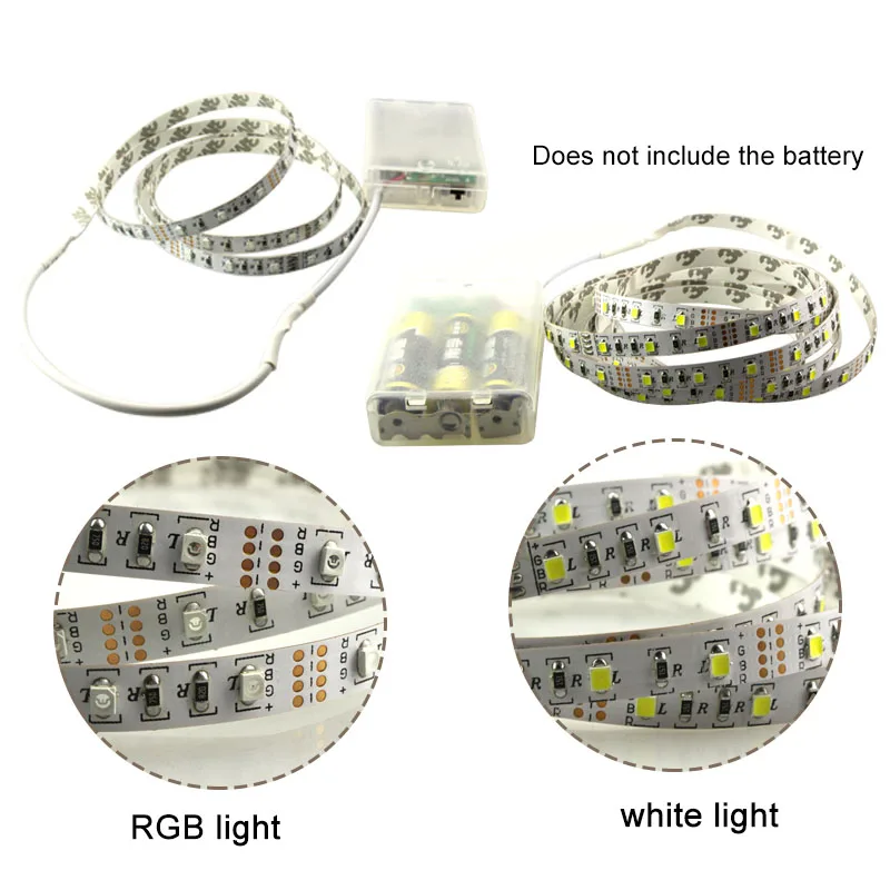 Tira de luces led con pilas AA, cinta flexible de neón para decoración del hogar, 60leds/M DC 5v 3528 SMD, 1M/2M/3M/5m, 3 uds.