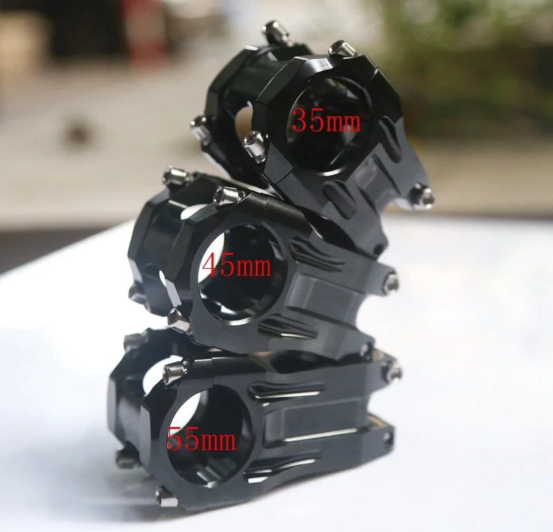 Black Stem for Mountain Bike, 0Degree, 31.8mm, Clamp Diameter 35mm, 45mm, 55mm