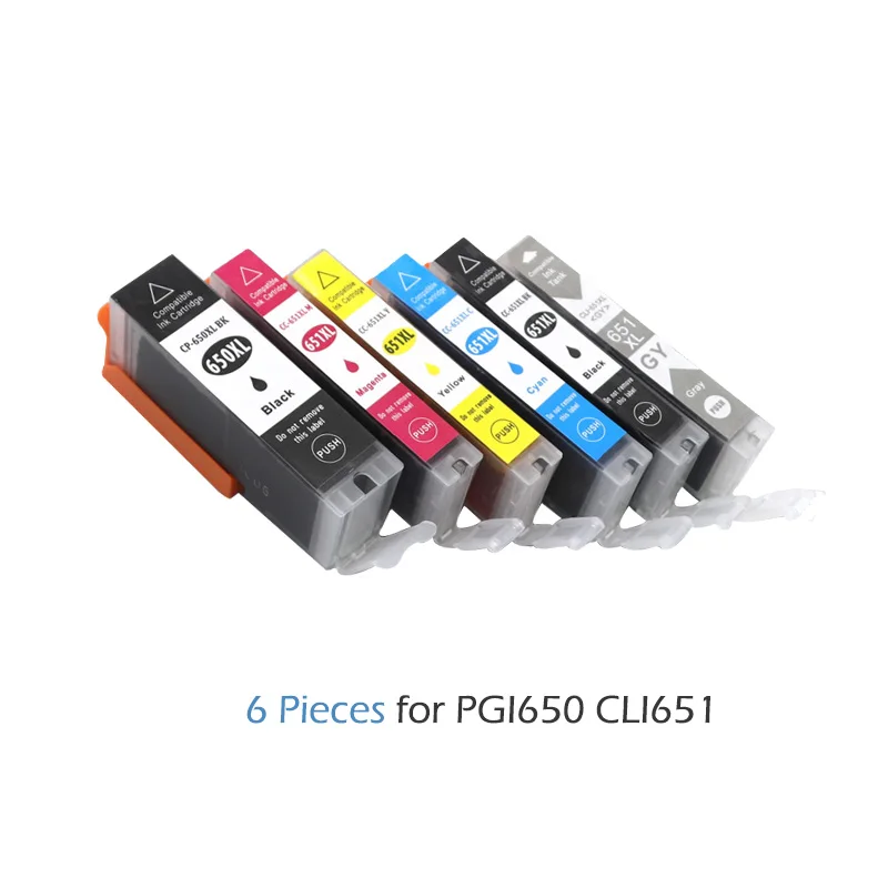 

6pcs PGI 650 CLI 651 ink cartridge for Canon Pixma MG6360 MG6460 MG7160 IP7260 iX6860 iP8760 MX726 MX926 printer PGI650 CLI651