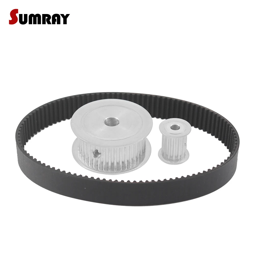 Gear Belt Pulley Set HTD3M 15T 45T 16mm Width Reduction 1:3 Timing Pulley Belt Kit HTD3M 291 Timing Belt for Laser Machine