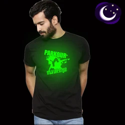 Summer Fluorescent Parkour Its A Lifestyle T Shirt Male Casual Luminous Letter Printed Casual T Shirts Mens Glow In Dark Shirt