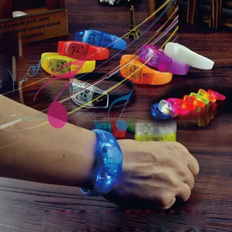 24pcs Sound Controlled LED Bracelet Glow Flash Bangle For Halloween Christmas Festival Party Supplies Fluorescent Bracelets