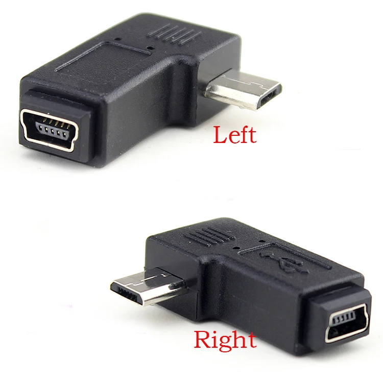 

90 Degree Left & Right Angled Mini USB 5pin Female to Micro USB Male Data Sync Adapter Plug Micro USB To Mini USB Connector