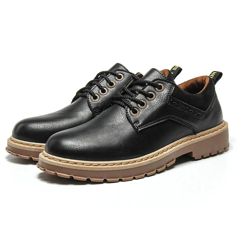 Men Leather Casual Shoes Leather Brand Men Shoes Work Safety Boots Designer Mens Flats Work & Safety Shoes