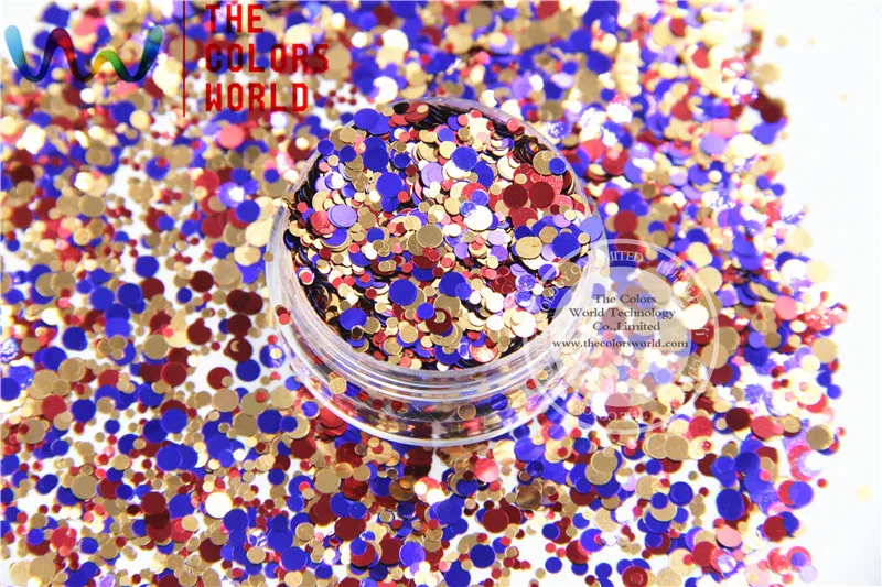 RM321-296 Mix Colors and Round Dot  shapes Metallic  luster Glitter for nail art  makeup and DIY decoration