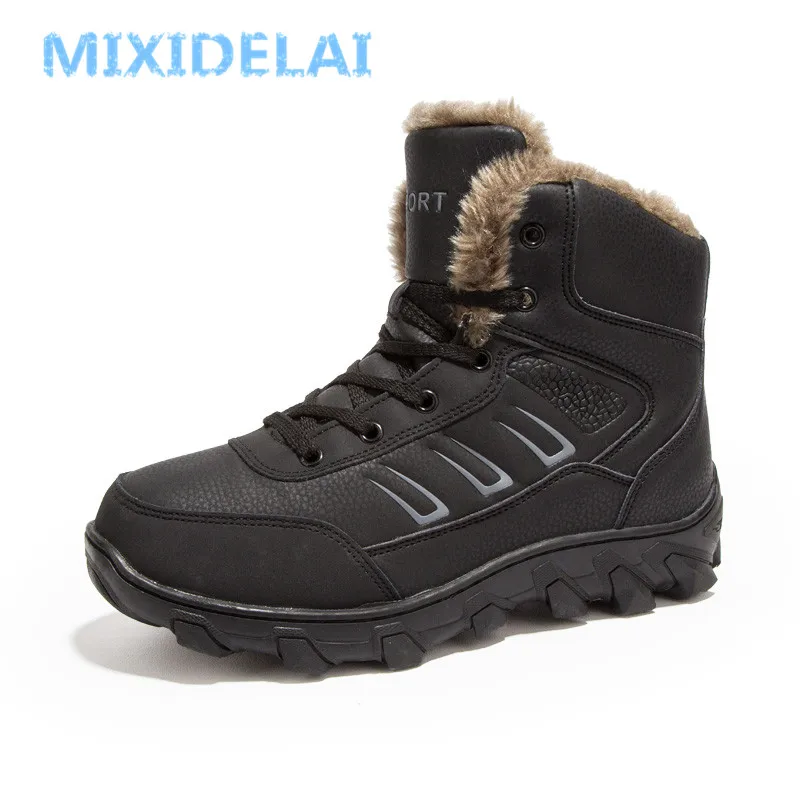 MIXIDELAI 2024 New Men Boots Winter Outdoor Sneakers Mens Snow Boots Keep Warm Plush Boots Plush Ankle Snow Work Casual Shoes