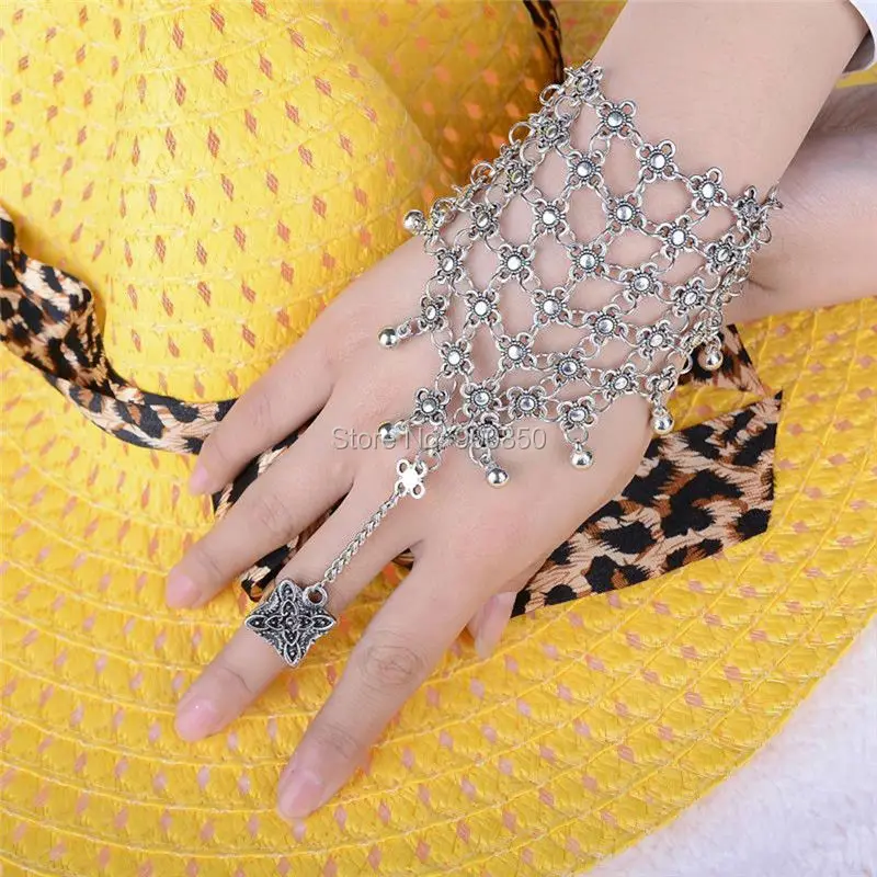 1 Pc Boho Slave Chain Hand Finger Multilayer Bracelets For Women Fashion Jewelry Retro Silver Plated Gypsy Tassel Bracelet