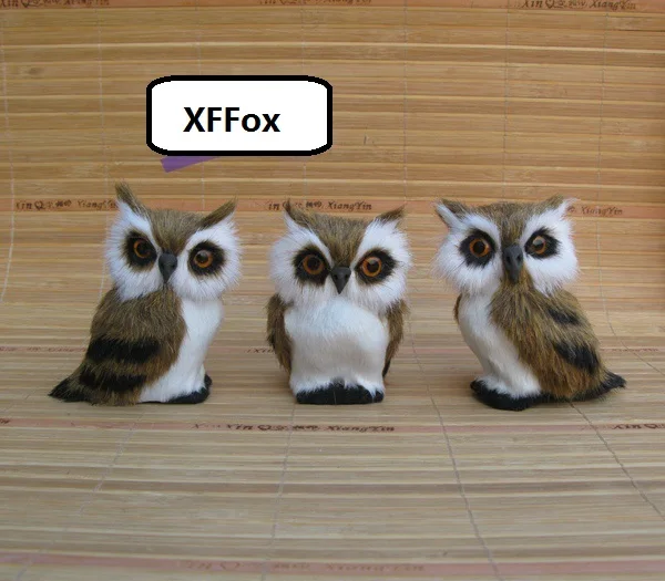 3 pieces a lot small cute real life owl models plastic&furs owl dolls home decoration gift about 8x6x10cm xf0491