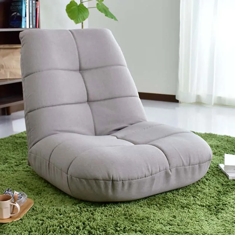 Foldable&Adjustable Japanese Floor Leisure Chair Linen Fabric Upholstery Living Room Furniture Modern Relax Occasional Chair