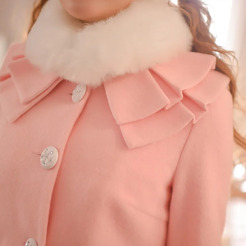 Princess sweet lolita coat Candy Rain Winter new  falbala cherry blossoms embroidery wool coat C15CD5002