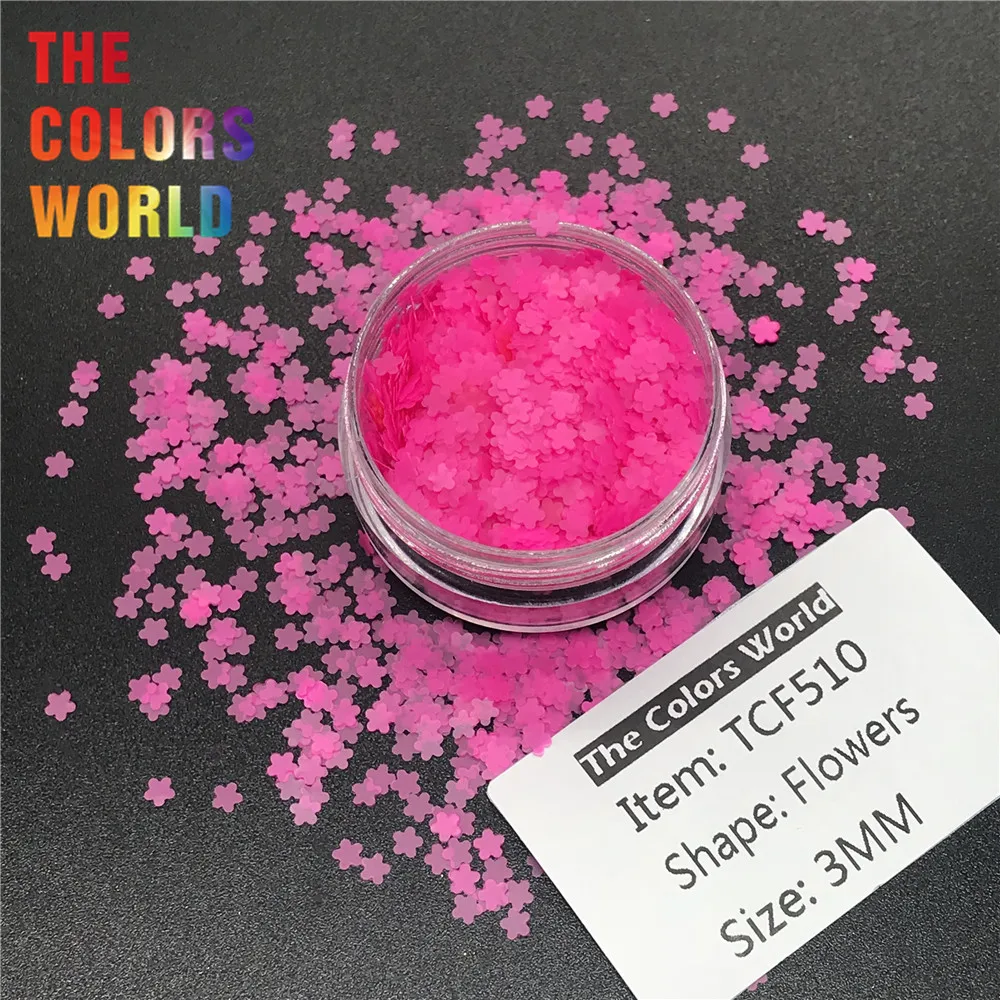 TCT-147 Flower Shape Neon Bright Matte Color 3MM Solvent Resistant Nail Glitter Nail Art Decoration Gel Handwork DIY Accessories