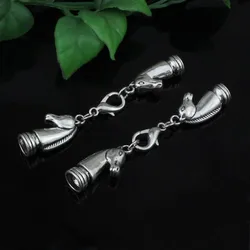 10 sets/partij Mode Zinklegering Koord Eindkappen Set Fit 7mm Koord voor Ketting Armband Connectors Sluiting Totale Lengte: 73mm K05214