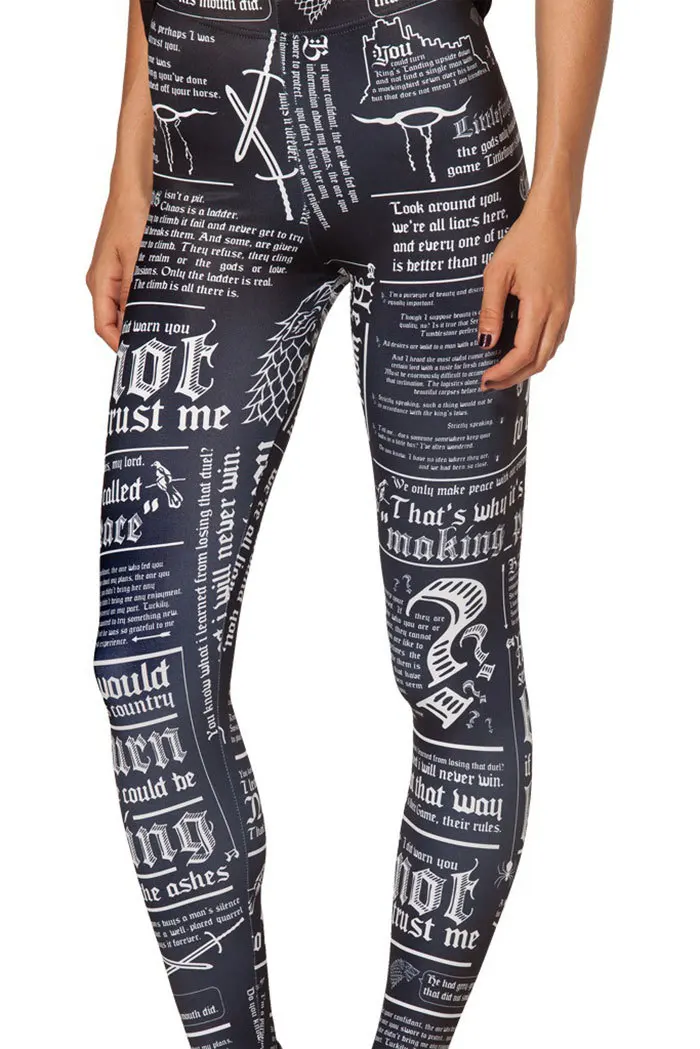 Czarny papier słowo kobiety Legging kobiet legginsy Jeggings legginsy Sexy legginsy legginsy Sexy drukowane legginsy DDK030214