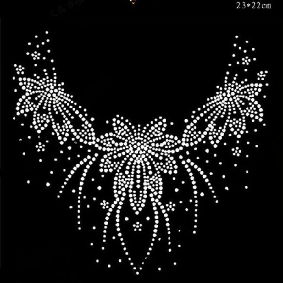 

10pc/lot DIY Neckline decor Hot Fix Rhinestones motif Heat Transfer on Design Iron On clothes T Shirt Shoes Bags dancing dress