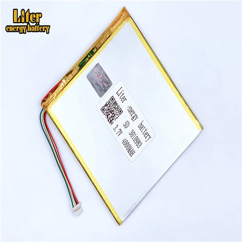 Batterie Rechargeable li-po au Lithium polymère, prise 1.0-5P 3.7v 3010983 3011085 4000mah, pour MP5 GPS DVD, tablette PC de jeu vidéo E-book