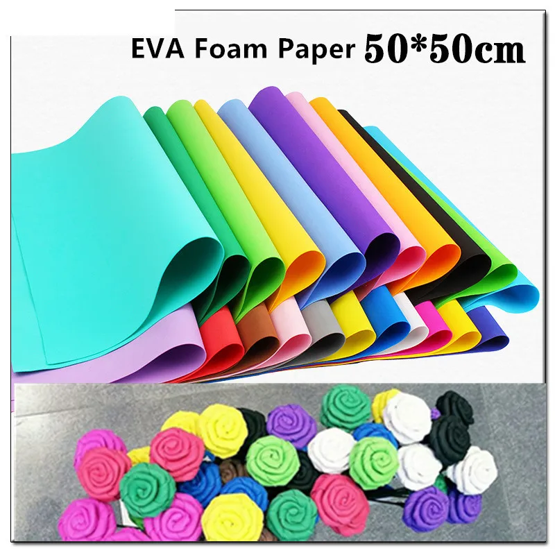 10pcs/lot 50*50cm EVA Foam Paper Handmade Foam Sheets Sponge Paper DIY Handcraft Flowers Materials Kindergarten Rubber Paper