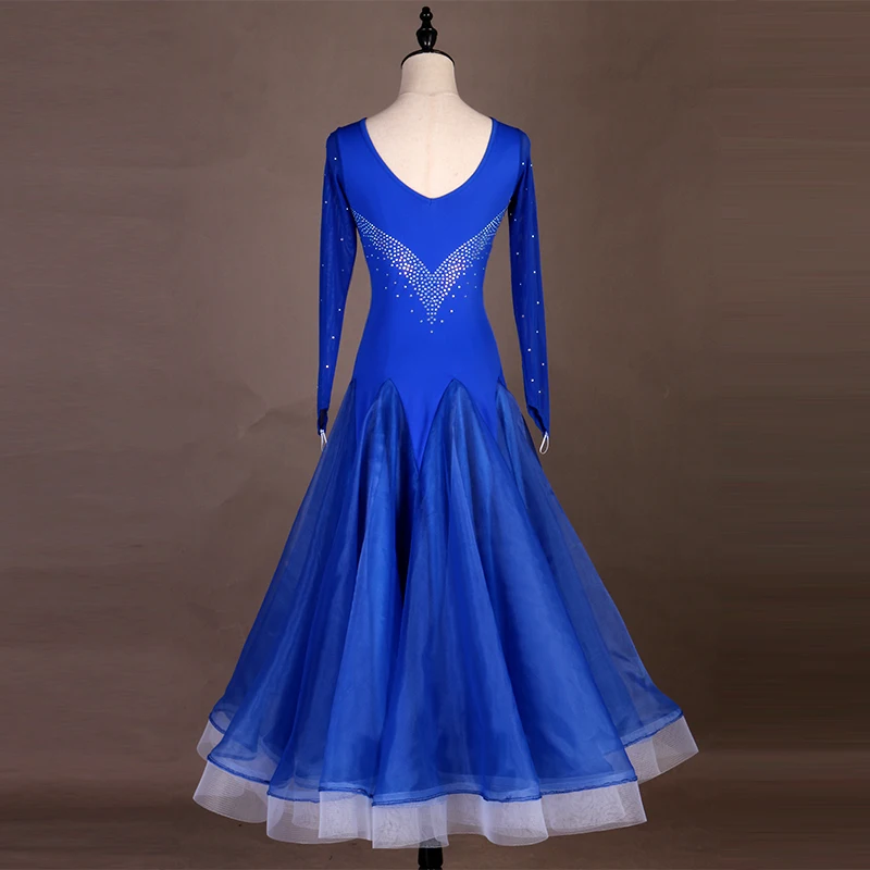 Ballroom Danswedstrijd Jurk Standaard Jurken Moderne Dans Kostuum Ballroom Waltz Jurk Blauw Zwart Mq030