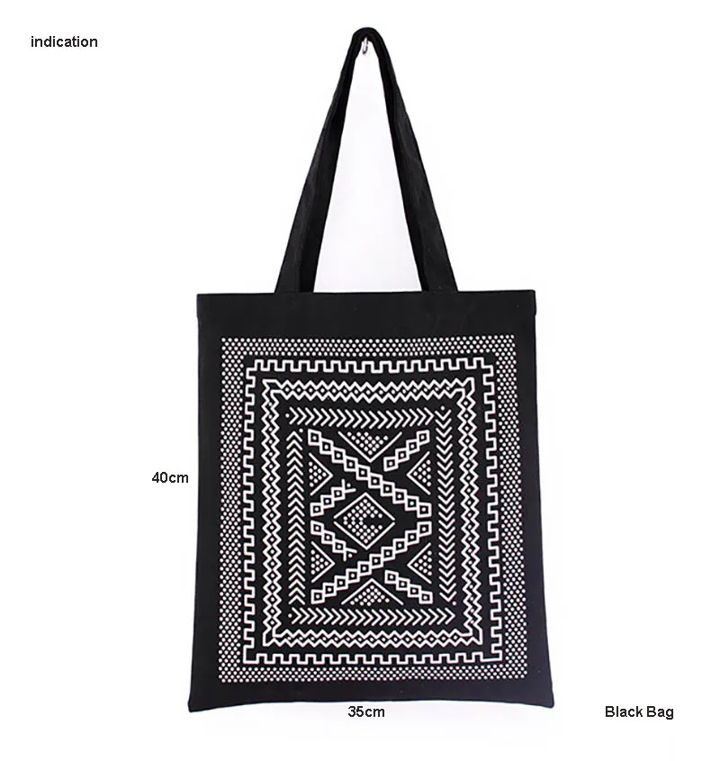 100pcs Black Size 35*40cm Customized Logo Silkscreen Print Company Black Tote Bag Fashion Eco Green Cotton Canvas Shopping Bags