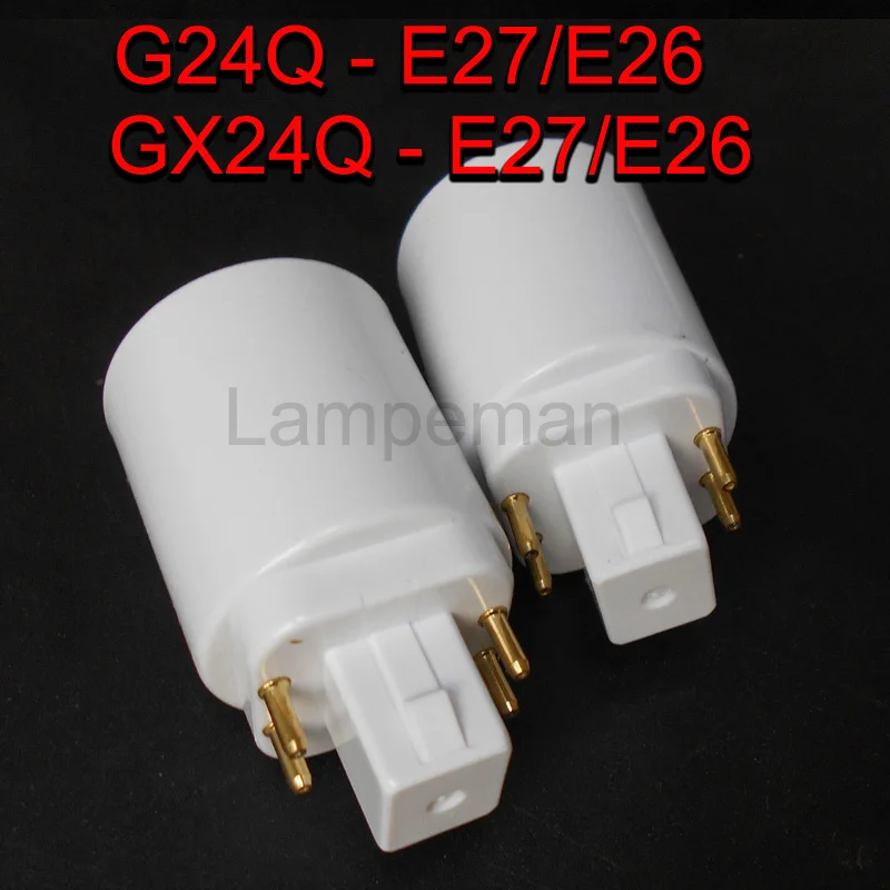 ABS LED G24 to E27 Adapter Socket Halogen gx24q CFL Light Lamp base converter e27 to g24 bulb holder adapter 4pin 85-265V