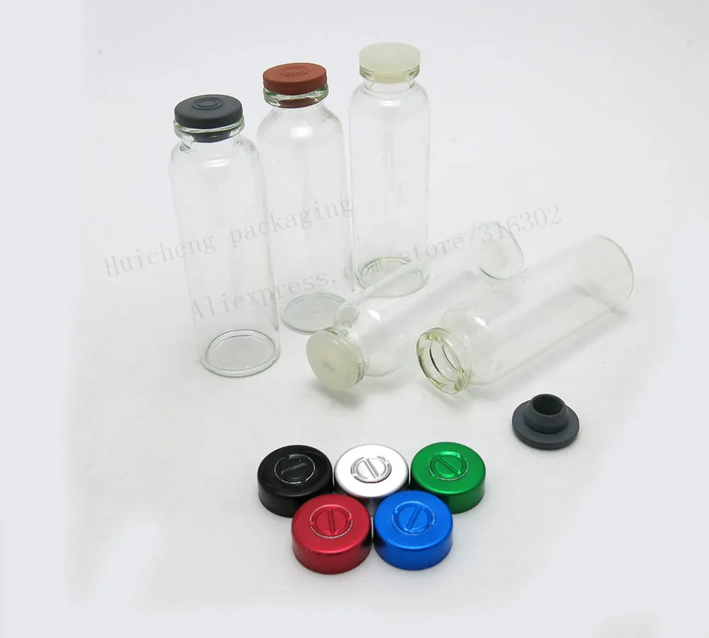 30 x 30ML Clear Injection Glass Vial with Aluminum Flip Cap 1oz Glass Empty Skin Care Medicine Glass Containers